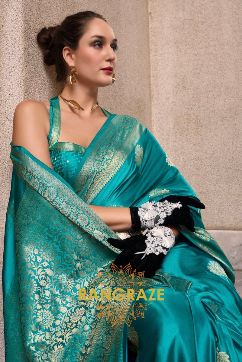 Oceanic Opulence Banarasi Silk Saree