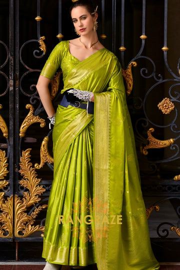 Lime Royale Banarasi Silk Saree