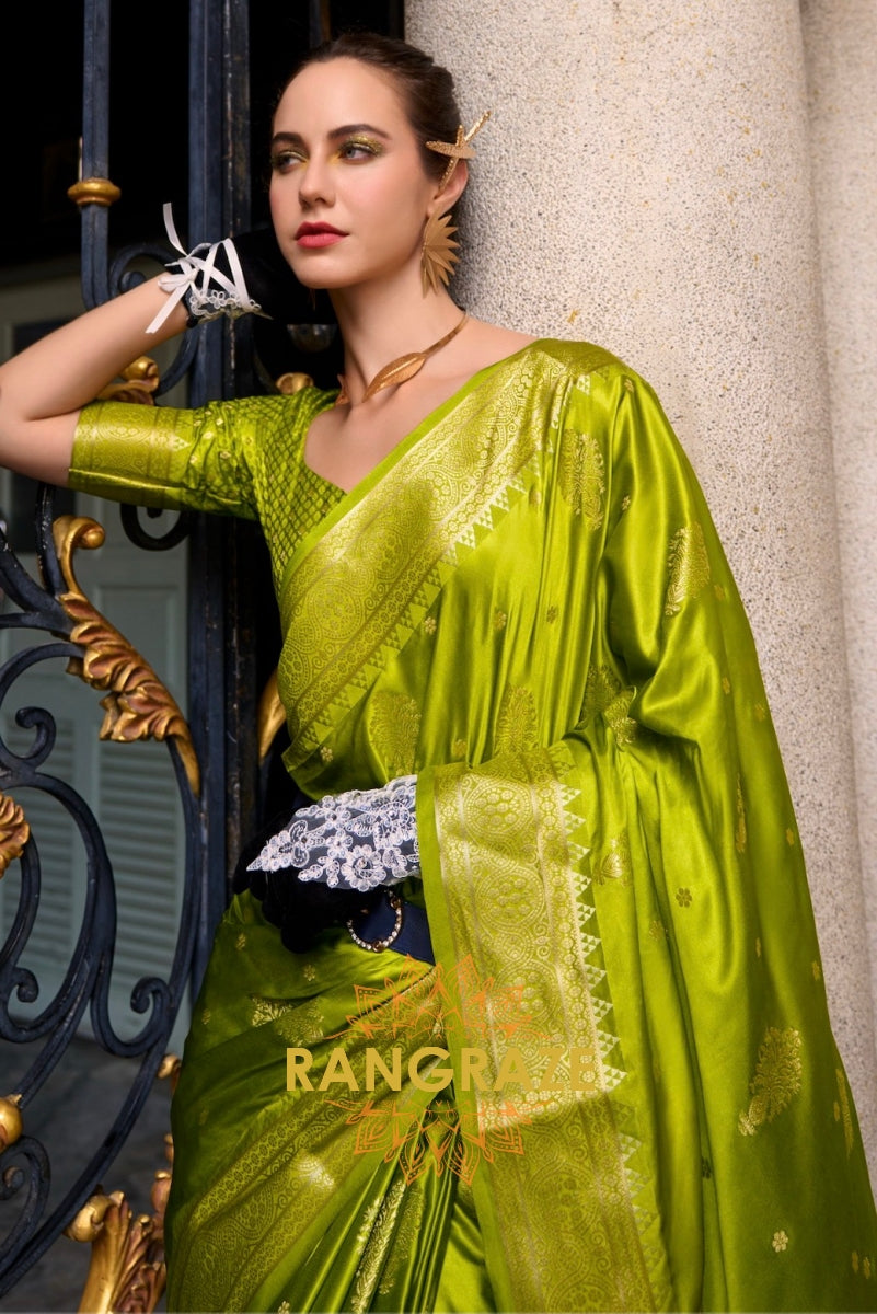 Lime Royale Banarasi Silk Saree