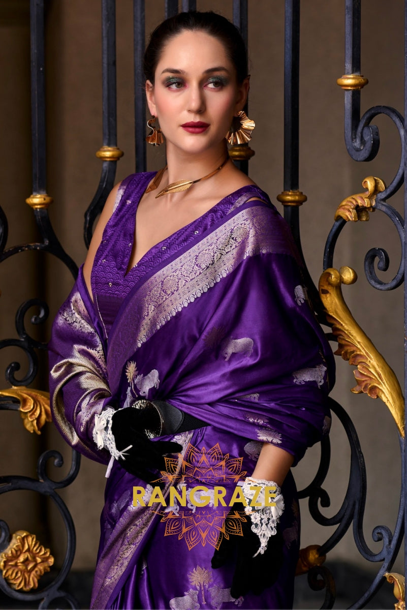 Empress Purple Banarasi Silk Saree