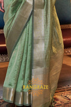 Sage Green Handwoven Moss Chiffon Saree