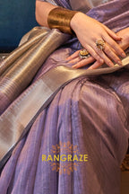 Lavender Bliss Handwoven Moss Chiffon Saree