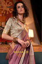 Mauve Royale Handwoven Moss Chiffon Saree