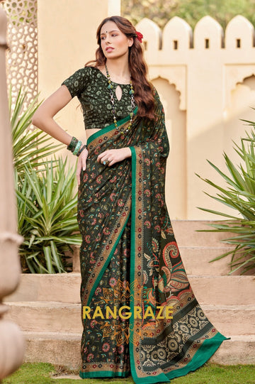 Majestic Teal Green Suruchi Silk Printed Saree