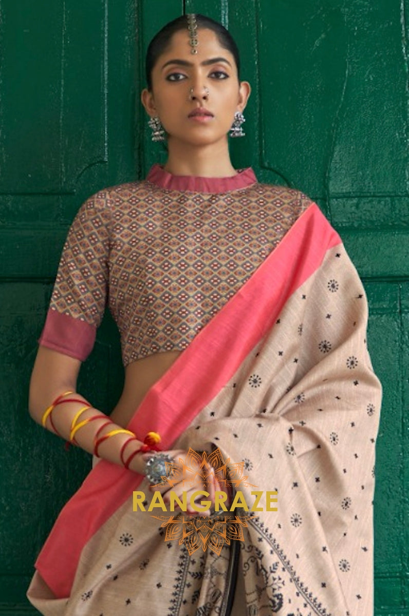 Royal Pink Designer Saree With Knitted Embroidery Work