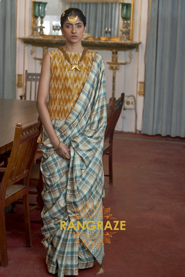 Yellow Green Modern Banarasi Silk Printed Designer Saree