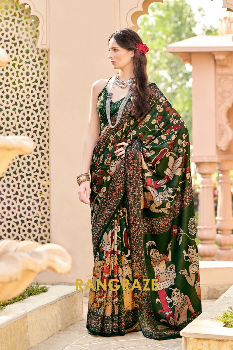 Majestic Green Suruchi Silk Printed Saree