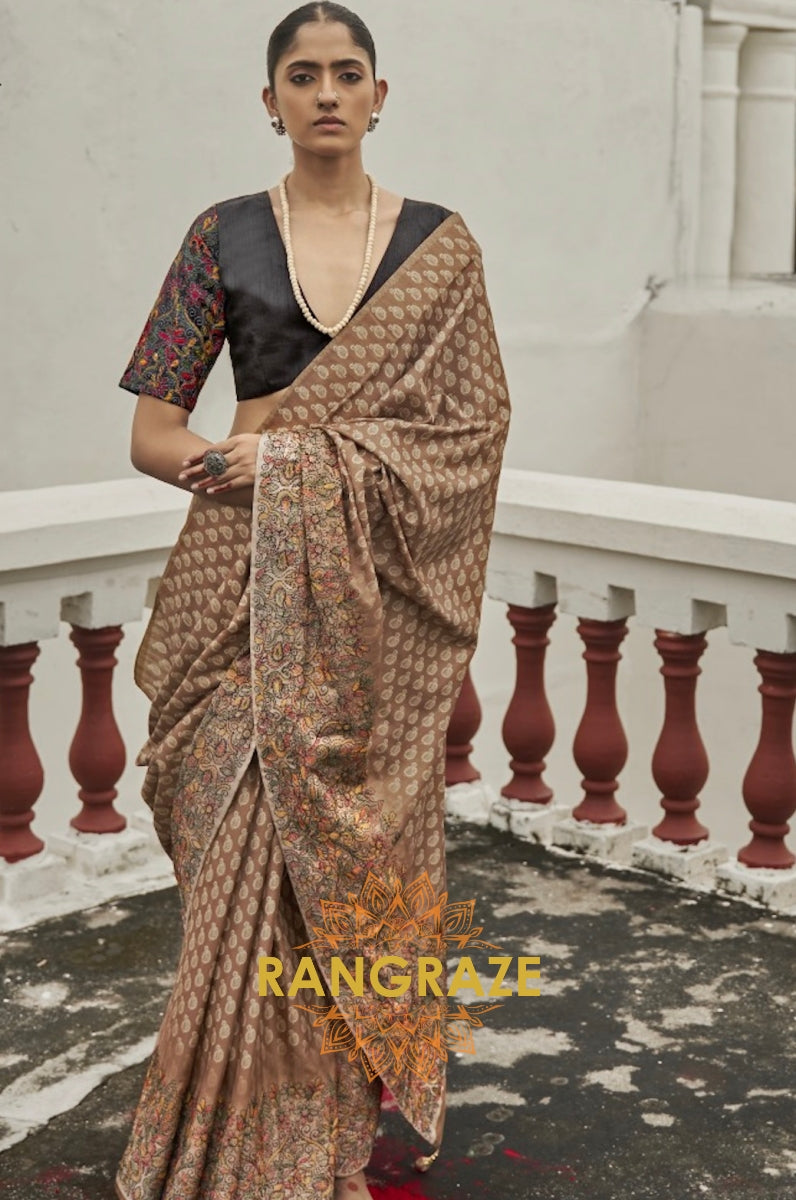 Brown Tirupur Style Royal Designer Silk Saree