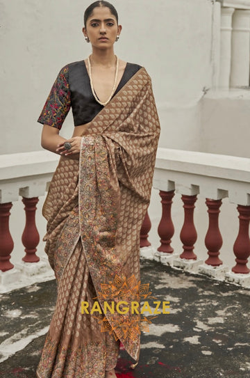 Brown Tirupur Style Royal Designer Silk Saree