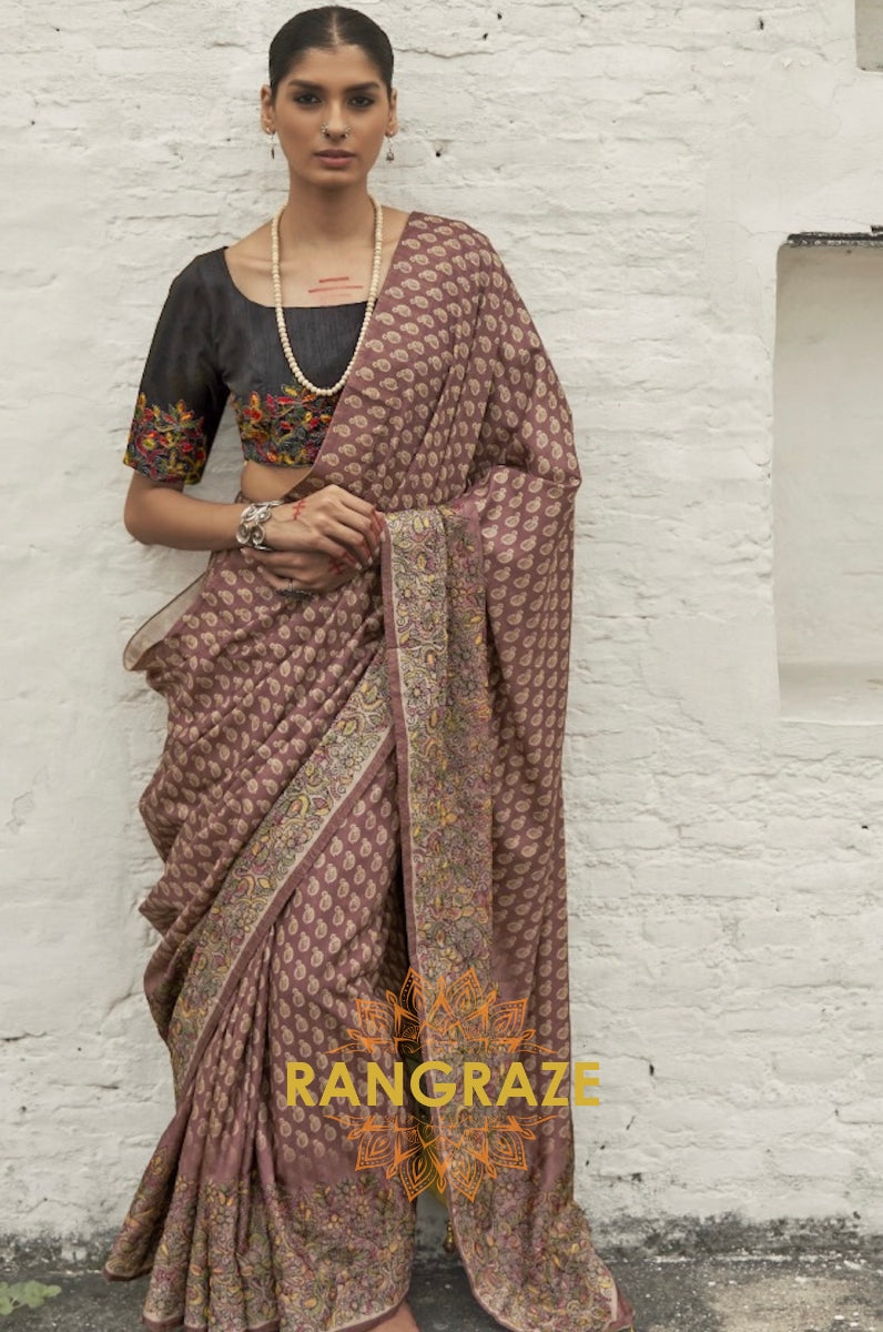 Maroon Brown Tirupur Style Royal Designer Silk Saree