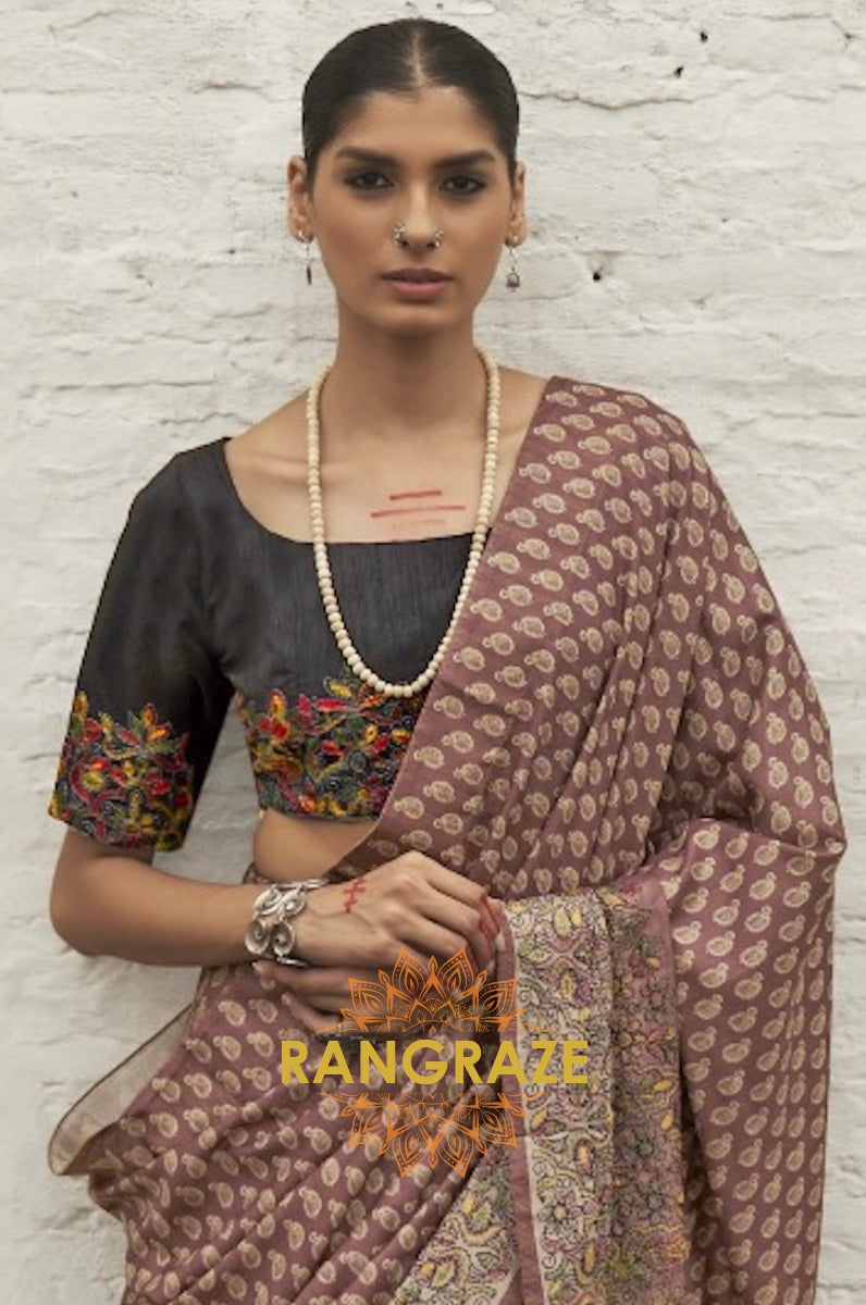 Maroon Brown Tirupur Style Royal Designer Silk Saree