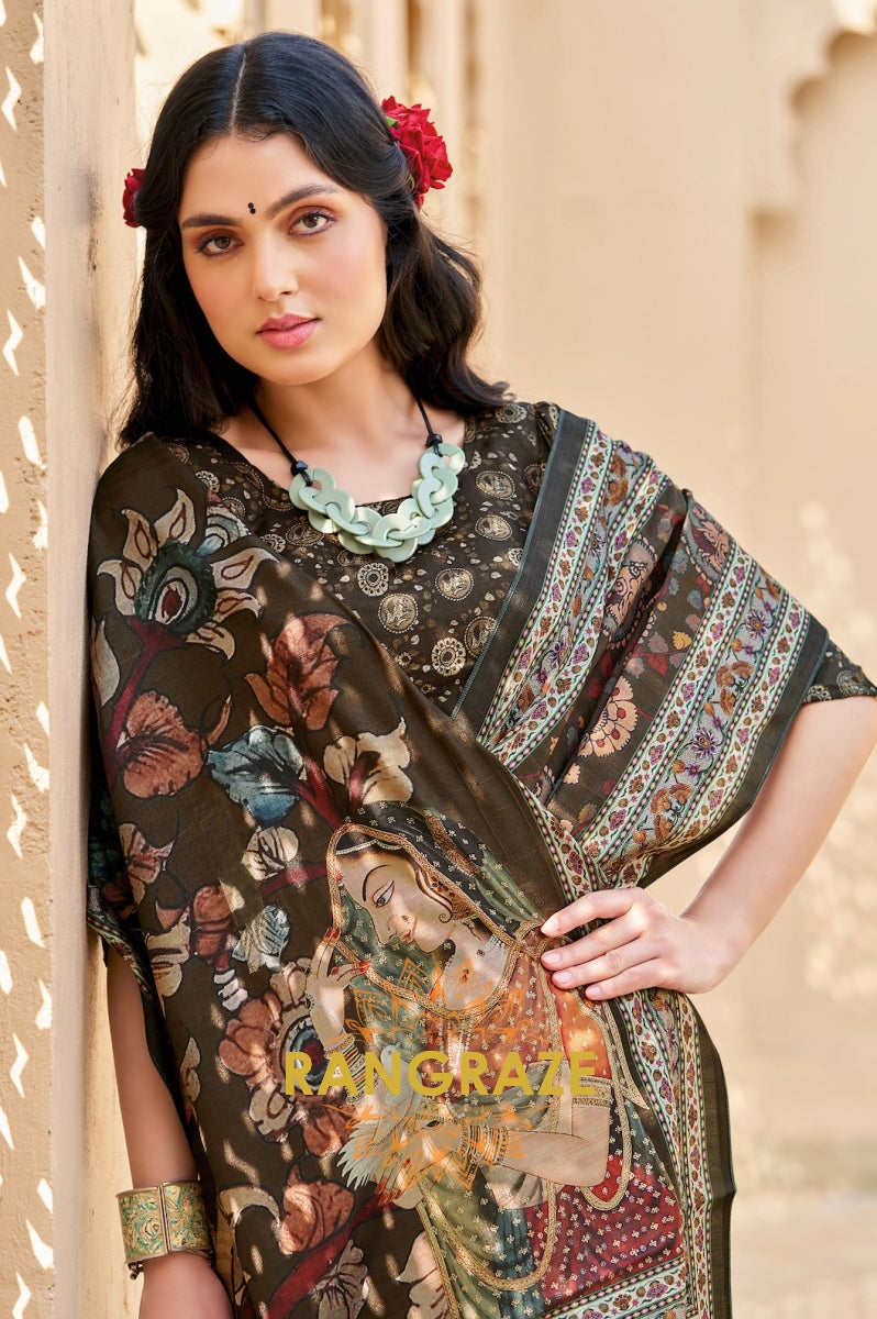 Majestic Grey Suruchi Silk Printed Saree