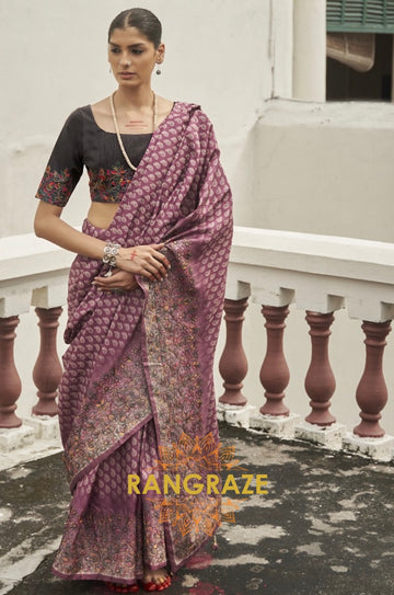 Purple Tirupur Style Royal Designer Silk Saree