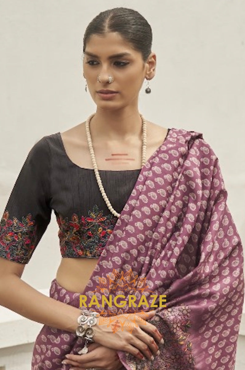 Purple Tirupur Style Royal Designer Silk Saree