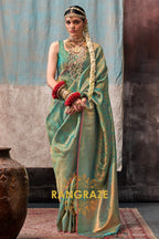 Emerald Green Zari Kanjivaram Silk Saree