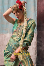 Emerald Green Zari Kanjivaram Silk Saree