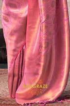 Gulabi Zari Kanjivaram Silk Saree