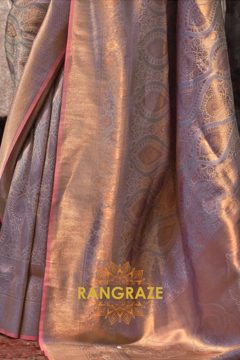 Champagne Gold Zari Kanjivaram Silk Saree