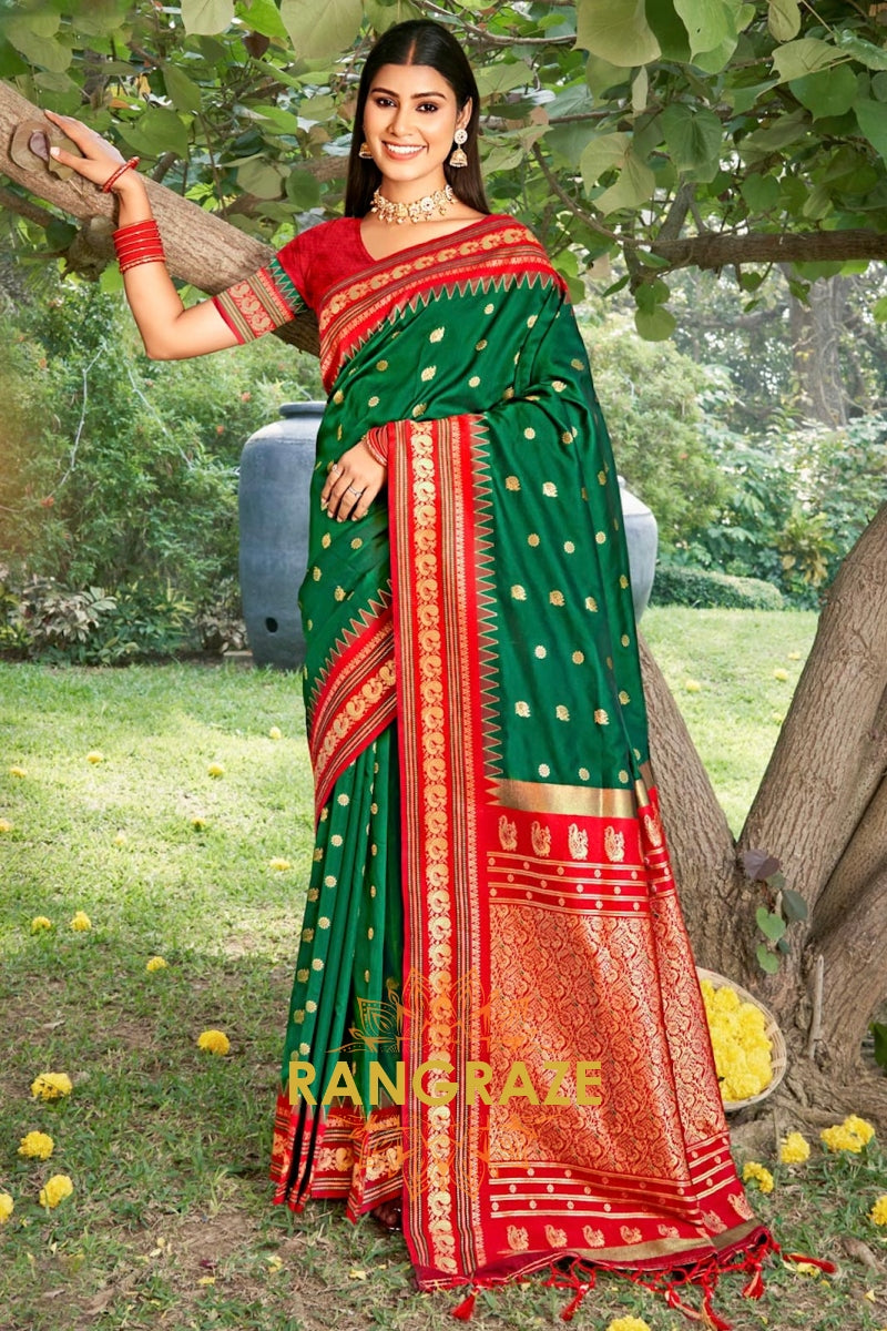 Green Heavy Golden Zari Paithani Silk Saree