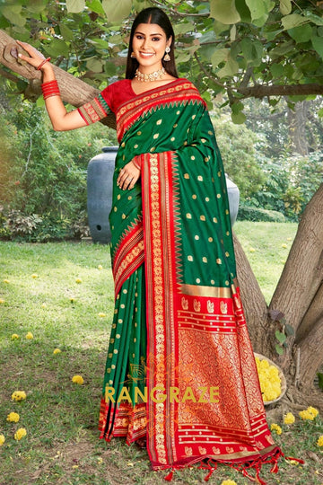 Green Heavy Golden Zari Paithani Silk Saree