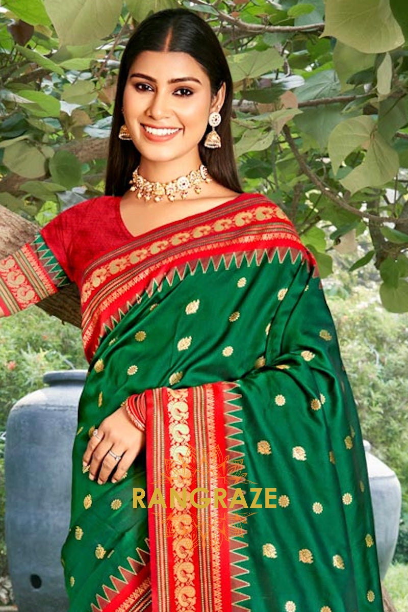 Green Heavy Golden Zari Paithani Silk Saree