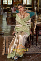 Regal Mint Symphony – Pure Kanjivaram Silk Saree