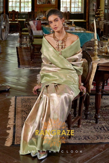 Regal Mint Symphony – Pure Kanjivaram Silk Saree