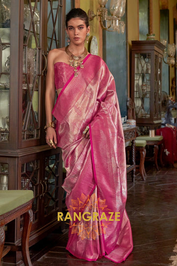 Regal Rose Blush Kanjivaram Saree