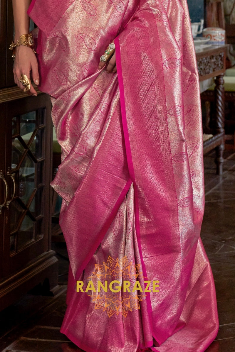 Regal Rose Blush Kanjivaram Saree
