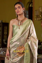 Regal Mint Symphony – Pure Kanjivaram Silk Saree