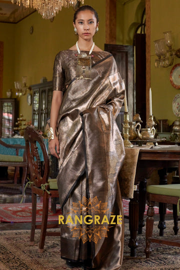 Majestic Mocha Kanjivaram Saree
