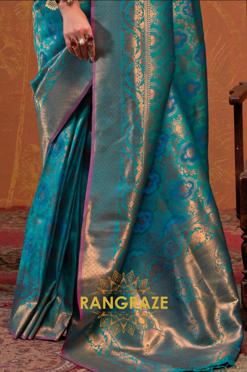 Cobalt Blue Woven Kanjivaram Silk Saree