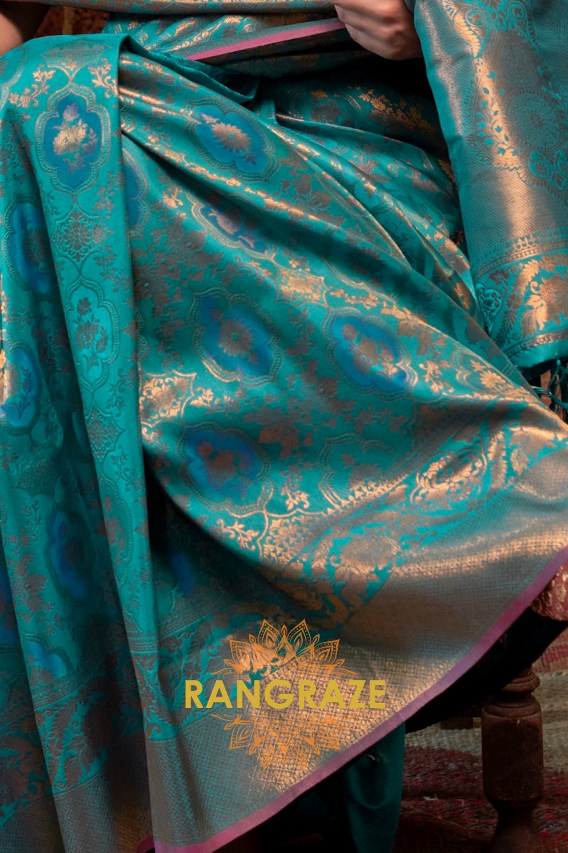Cobalt Blue Woven Kanjivaram Silk Saree