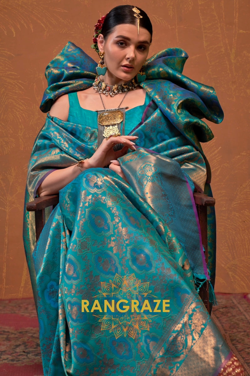 Cobalt Blue Woven Kanjivaram Silk Saree