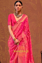 Berry Pink Woven Kanjivaram Silk Saree