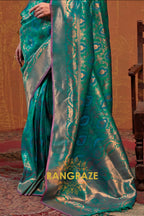Forest Green Woven Kanjivaram Silk Saree