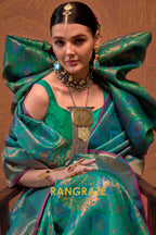 Forest Green Woven Kanjivaram Silk Saree
