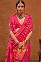 Berry Pink Woven Kanjivaram Silk Saree