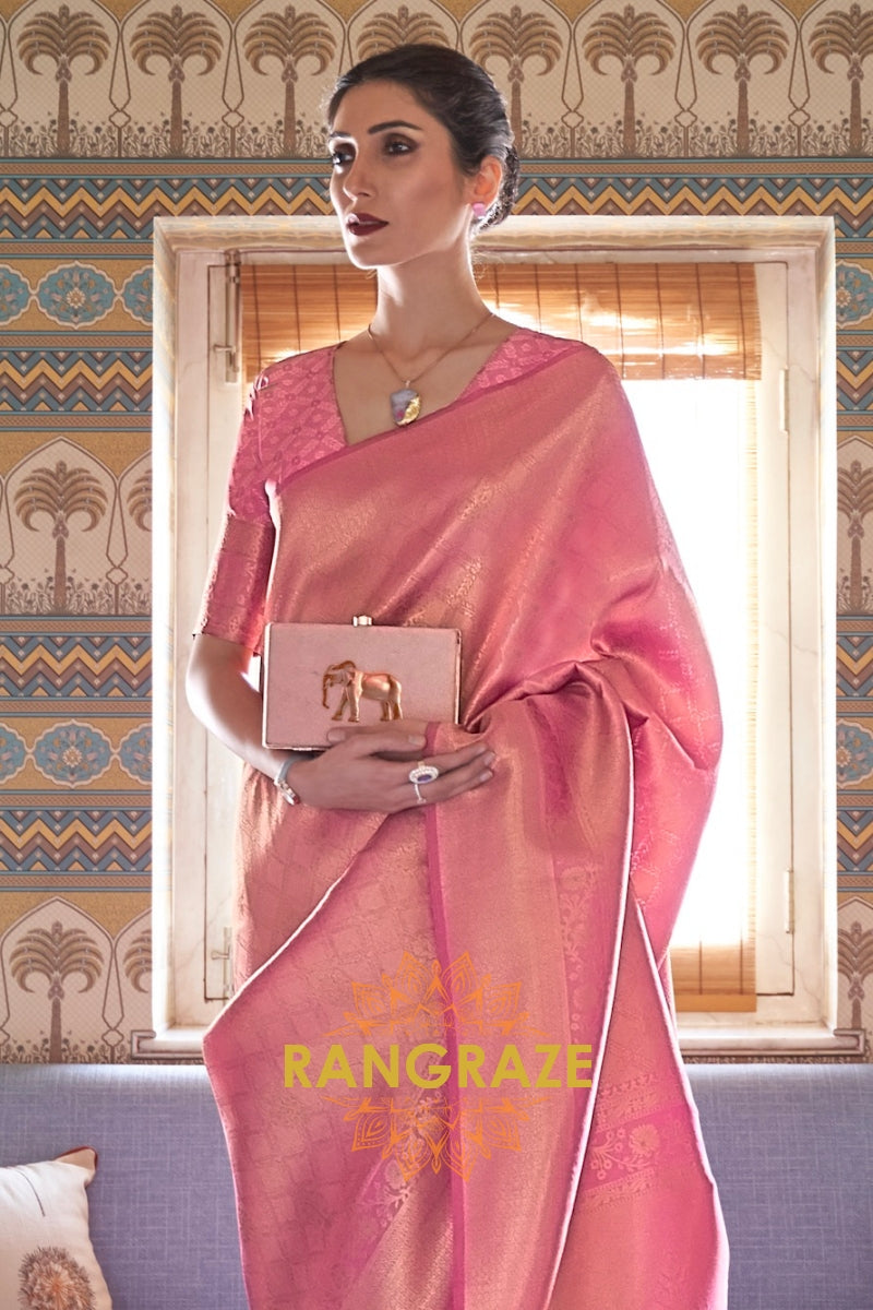 Pink Enchantment Woven Kanjivaram Silk Saree