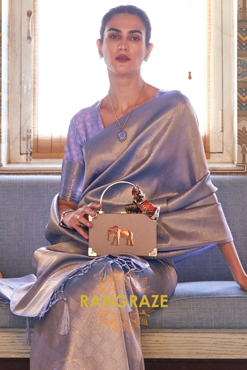Majestic Lavender Woven Kanjivaram Silk Saree