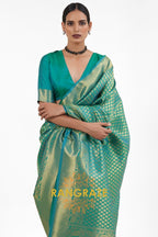 Royal Golden Green Woven Kanjivaram Saree