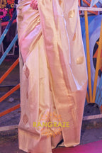 Carnival Beige Banarasi Woven Soft Silk Saree