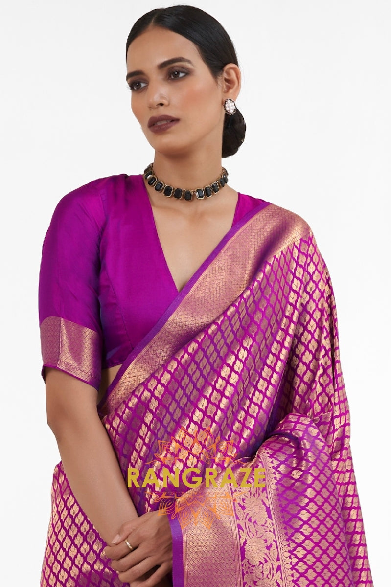 Royal Golden Purple Woven Kanjivaram Saree