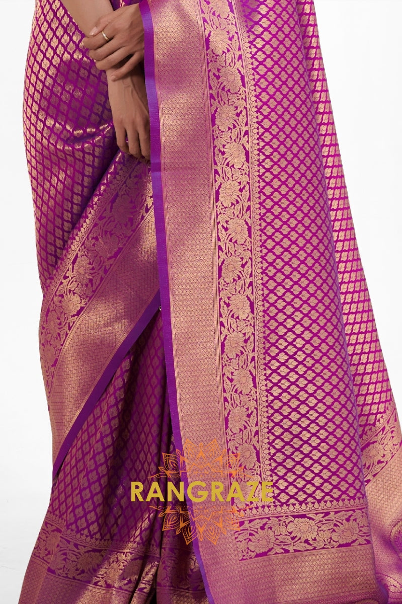 Royal Golden Purple Woven Kanjivaram Saree
