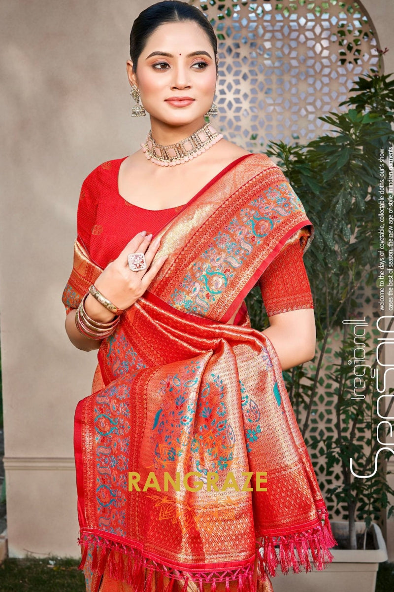 Pink Kanjivaram Silk Saree with Heavy Pallu