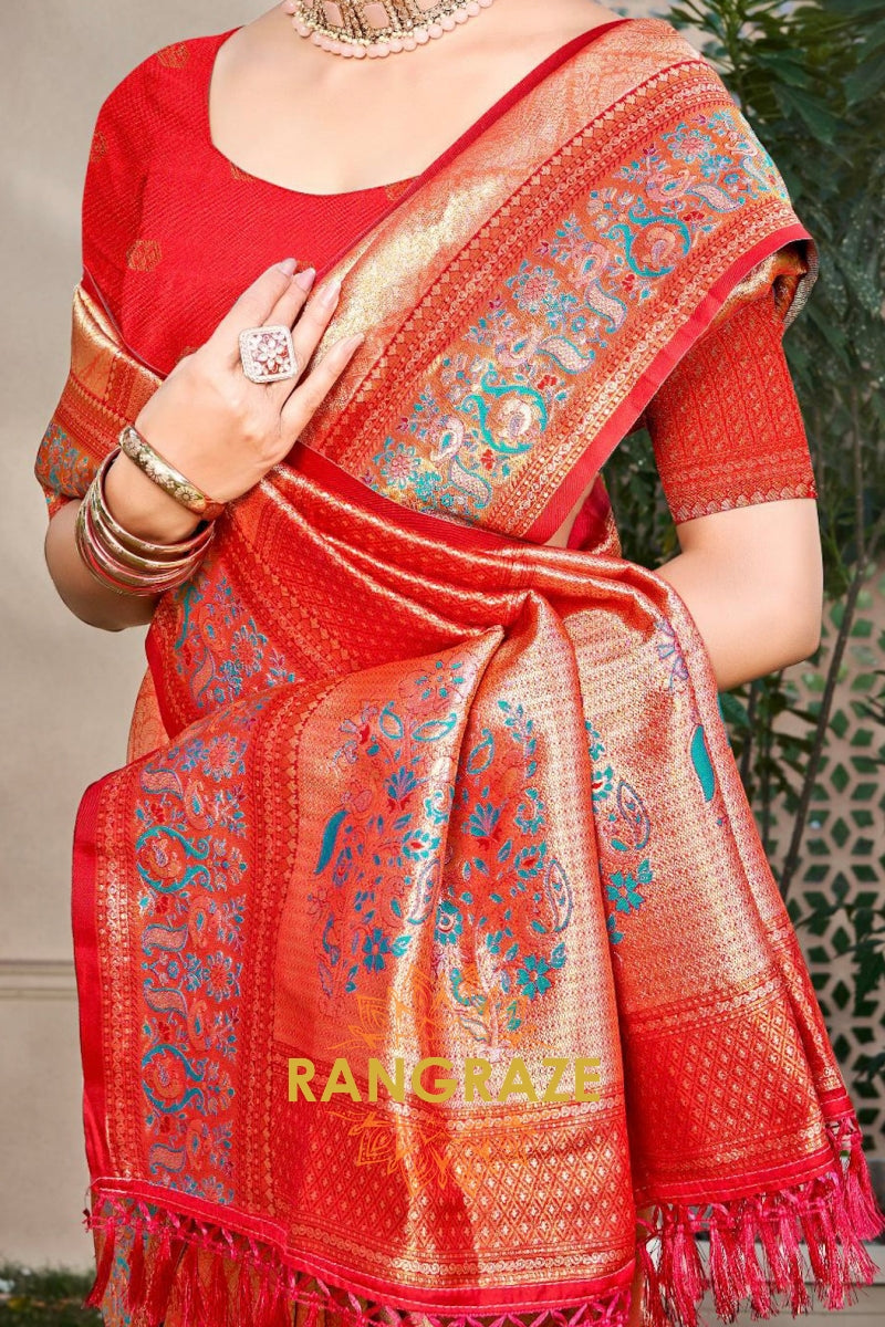 Pink Kanjivaram Silk Saree with Heavy Pallu