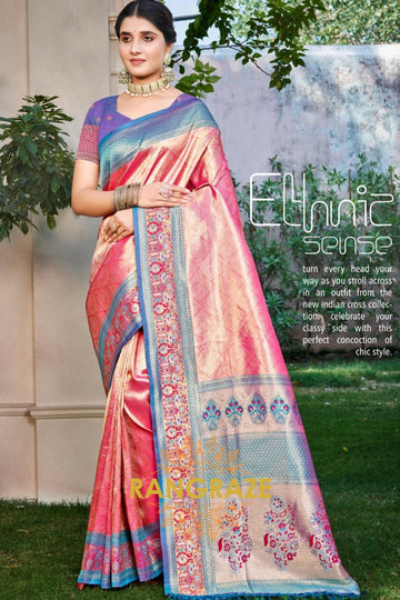 Pink Kanjivaram Silk Saree with Heavy Zari Work