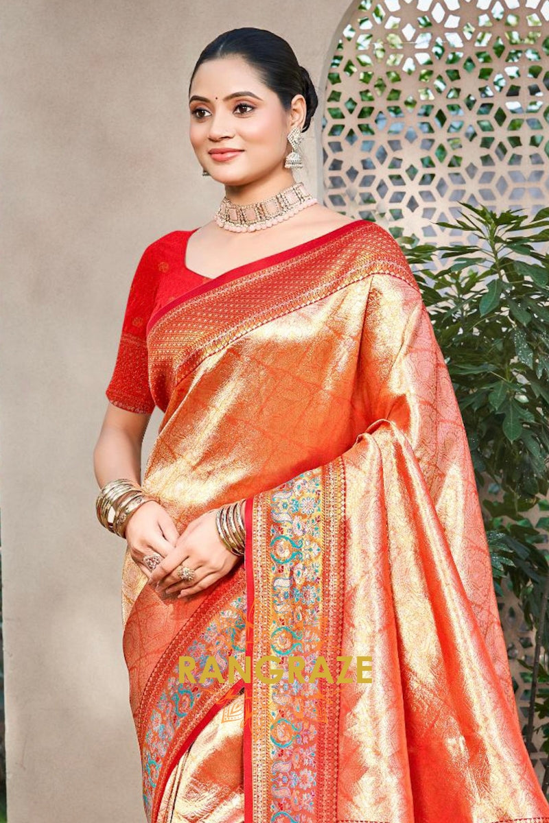 Pink Kanjivaram Silk Saree with Heavy Pallu