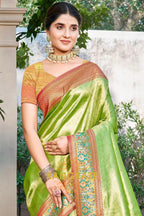 Green Kanjivaram Silk Saree with Heavy Pallu