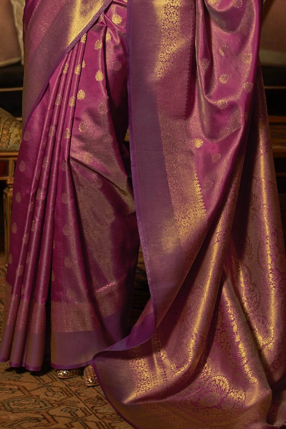 Imperial Royal Purple Woven Banarasi Silk Saree
